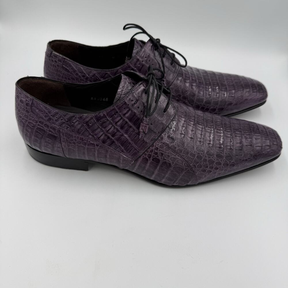 Mezlan Genuine Crocodile Monkstrap Dress Shoes Purple Men’s 12 Italy Luxury - Picture 3 of 13